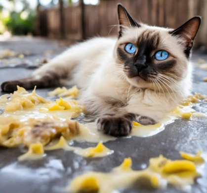 暹罗猫呕吐黄水并伴有泡沫症状